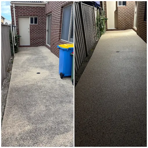 Side-access path: before on the left, after on the right